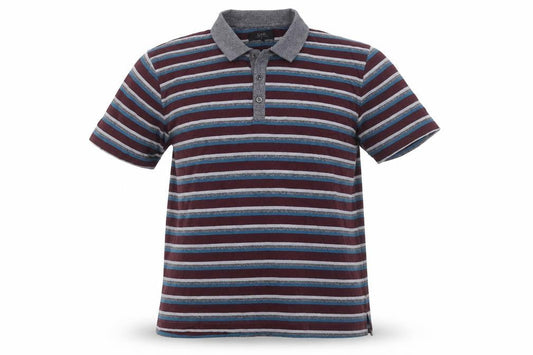 Front view of AW85 Men’s Multicoloured Striped Cotton Blend Polo Shirt XL New