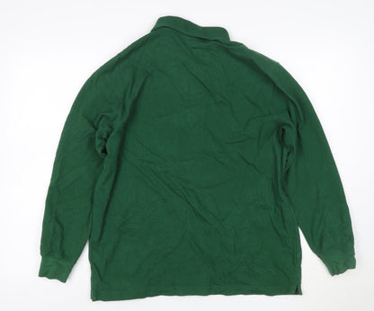 Cotton Traders Men’s Green M Long Sleeve Cotton Polo Shirt Logo