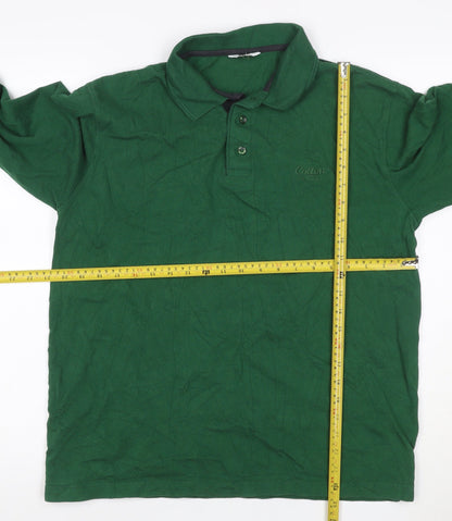 Cotton Traders Men’s Green M Long Sleeve Cotton Polo Shirt Logo