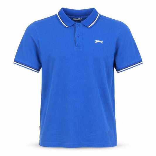 Slazenger Men’s Blue Logo Polo Shirt UK L Short Sleeve Golf