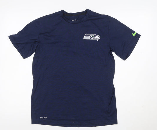 Nike Men Blue M Seattle Seahawks NFL Dri-FIT Logo Graphic T-Shirt