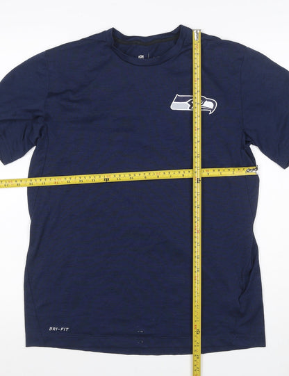 Nike Men Blue M Seattle Seahawks NFL Dri-FIT Logo Graphic T-Shirt