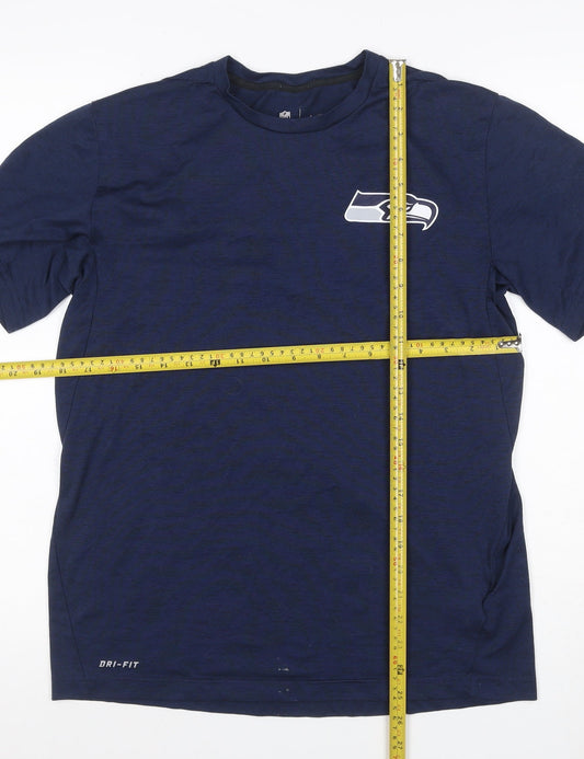 Nike Men Blue M Seattle Seahawks NFL Dri-FIT Logo Graphic T-Shirt