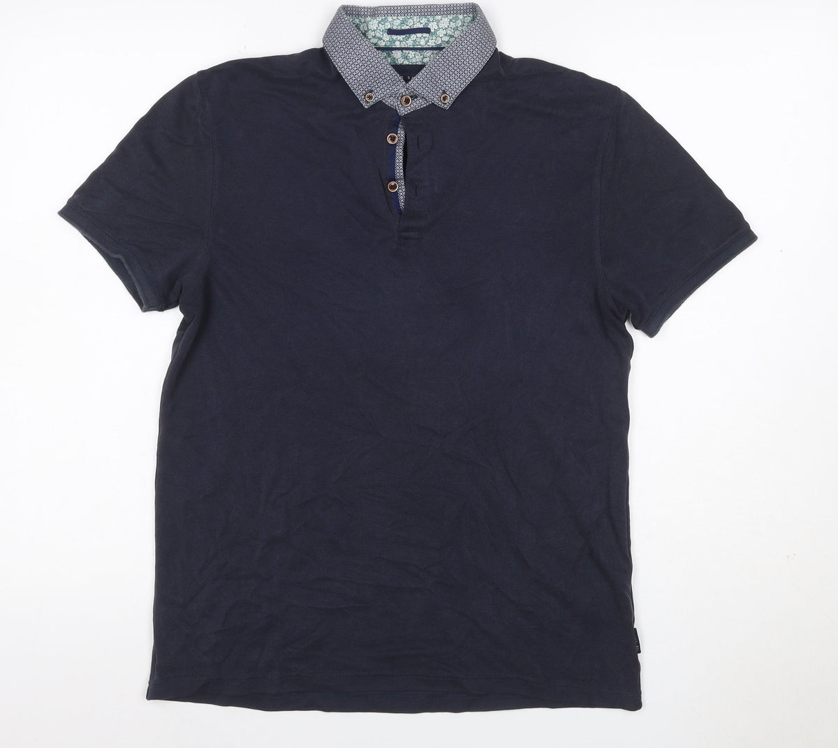 Ted Baker Men’s Blue Size L Short Sleeve Button-Down Collar Polo