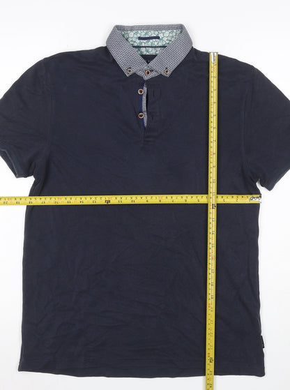 Ted Baker Men’s Blue Size L Short Sleeve Button-Down Collar Polo