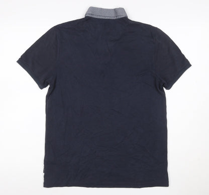 Ted Baker Men’s Blue Size L Short Sleeve Button-Down Collar Polo