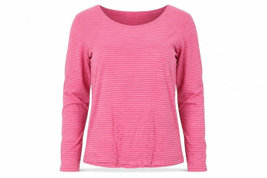 Viyella Petites Women Pink Striped V-Neck Ruffle Jersey Top UK 12