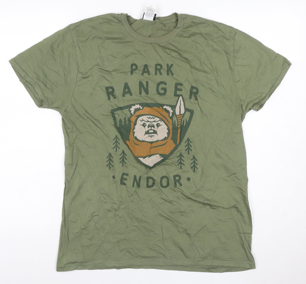 Star Wars Men’s Green L Endor Park Ranger Ewok Graphic Cotton T-Shirt