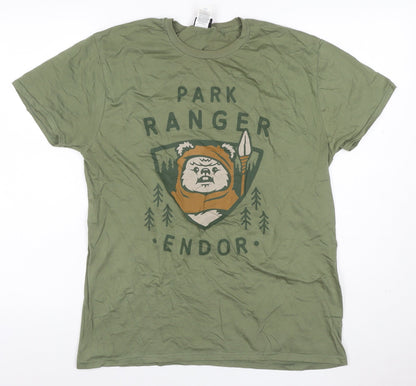 Star Wars Men’s Green L Endor Park Ranger Ewok Graphic Cotton T-Shirt