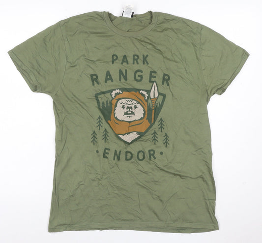 Star Wars Men’s Green L Endor Park Ranger Ewok Graphic Cotton T-Shirt