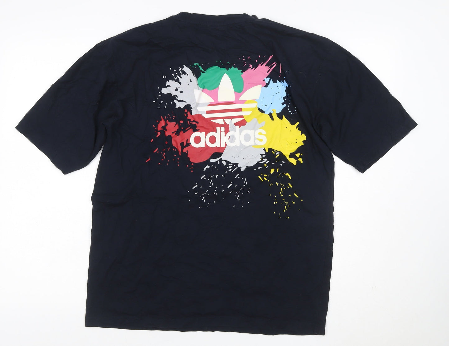 Adidas Men’s Black L Colour Splash Trefoil Graphic Print T-Shirt