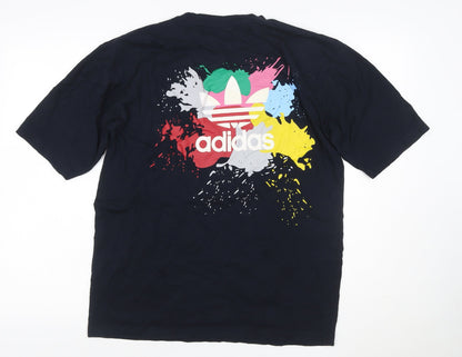 Adidas Men’s Black L Colour Splash Trefoil Graphic Print T-Shirt