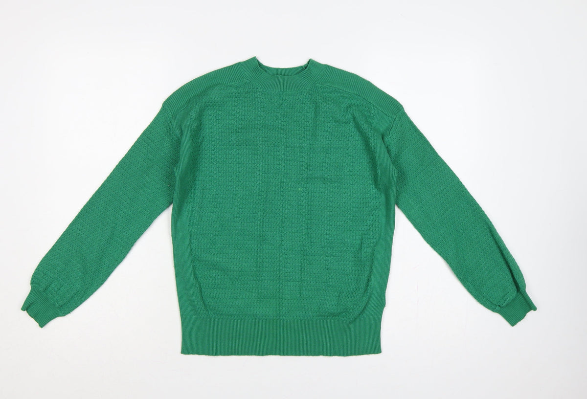 Marks & Spencer Women’s Green S High Neck Textured Knit Pullover Jumper