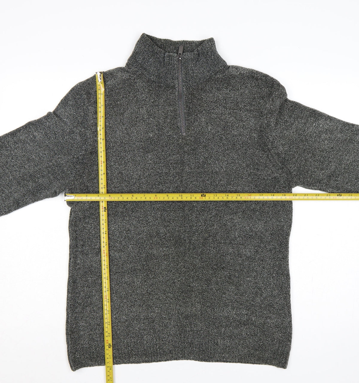 Next Men’s Grey M Half Zip High Neck Knit Pullover Jumper