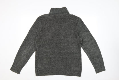 Next Men’s Grey M Half Zip High Neck Knit Pullover Jumper