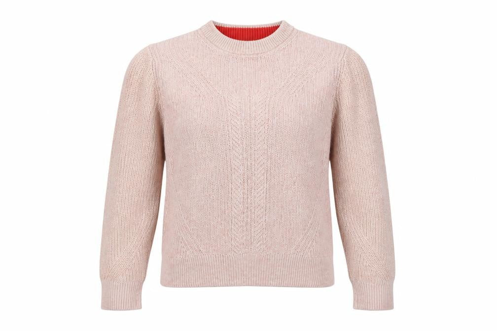 Marks & Spencer Women Pink M Cotton Chunky Knit Crew Neck Jumper