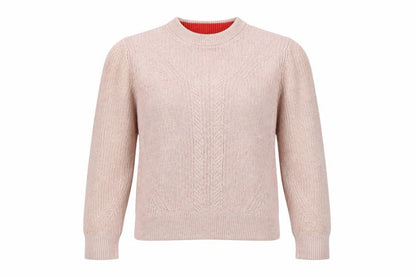 Marks & Spencer Women Pink M Cotton Chunky Knit Crew Neck Jumper