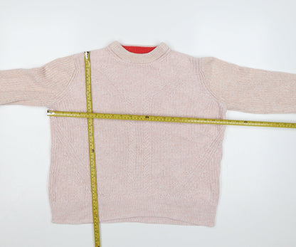 Marks & Spencer Women Pink M Cotton Chunky Knit Crew Neck Jumper