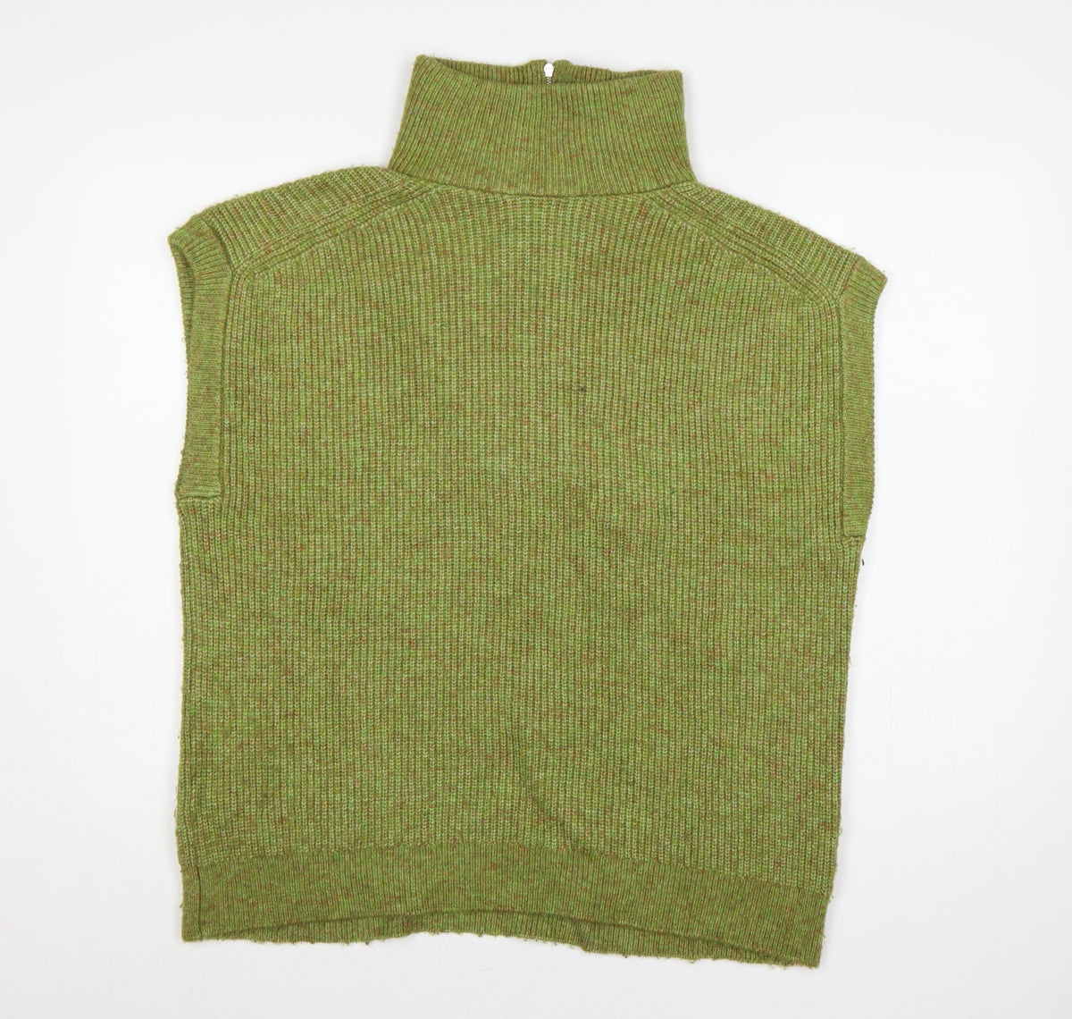 Marks & Spencer Women Green M Sleeveless 1/2 Zip High Neck Knit Vest