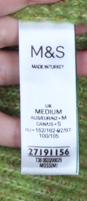 Marks & Spencer Women Green M Sleeveless 1/2 Zip High Neck Knit Vest