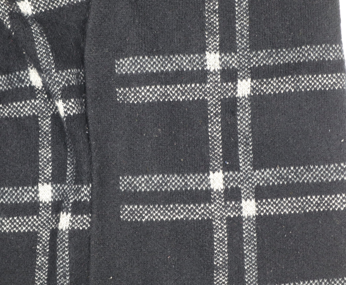 Marks & Spencer Women Black Grey Plaid Open Cardigan UK 16 L Knit