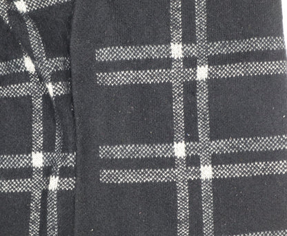 Marks & Spencer Women Black Grey Plaid Open Cardigan UK 16 L Knit
