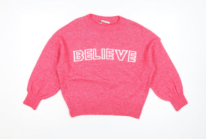 George Girls Pink 12-13 Years Believe Knit Pullover Jumper