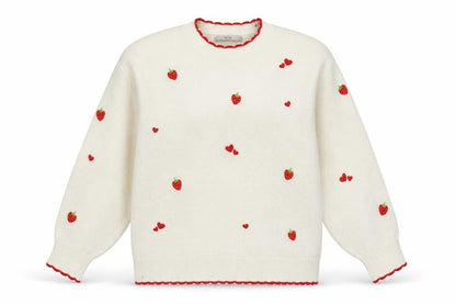 George Women’s Ivory Strawberry Heart Embroidered Knit Jumper UK 16