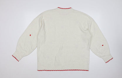 George Women’s Ivory Strawberry Heart Embroidered Knit Jumper UK 16