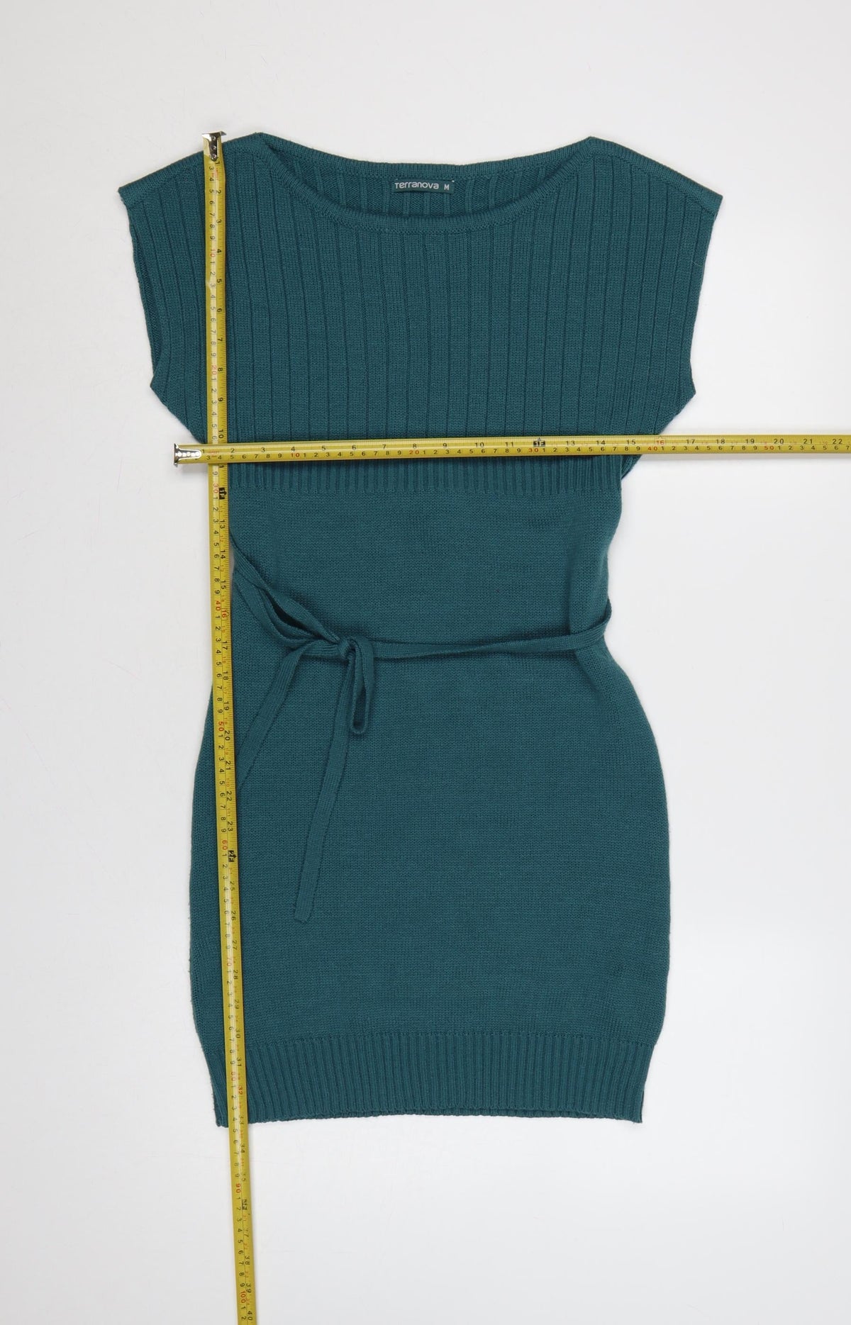 Terranova Women Green M Knit Belted Knee Length Jumper Dress