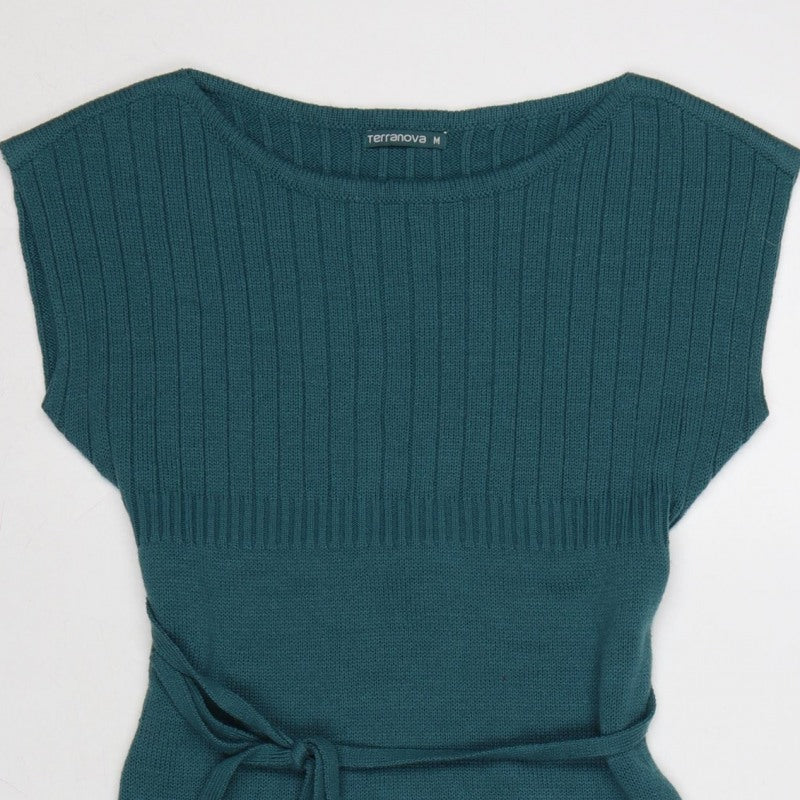 Terranova Women Green M Knit Belted Knee Length Jumper Dress