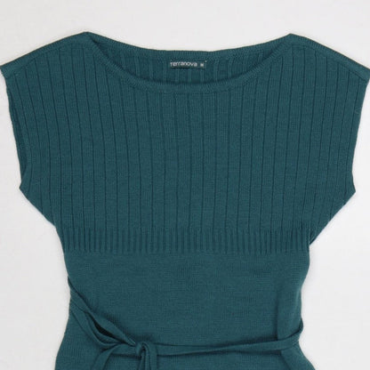 Terranova Women Green M Knit Belted Knee Length Jumper Dress