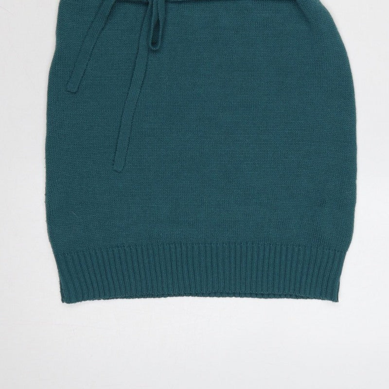 Terranova Women Green M Knit Belted Knee Length Jumper Dress