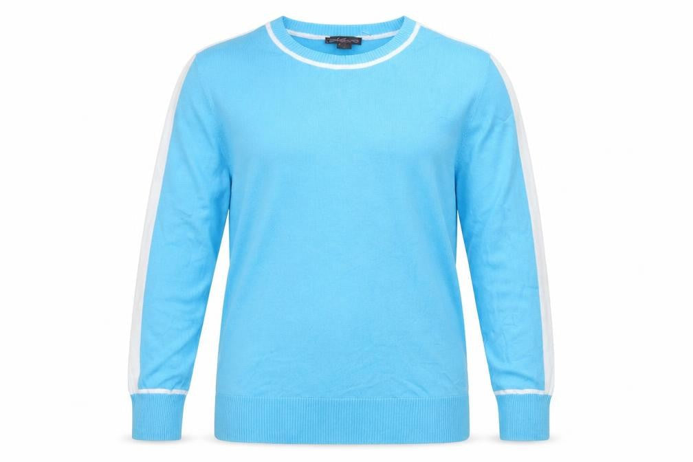 Stefano Women’s Blue White Trim Crew Neck Knit Jumper L