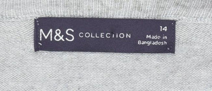 Marks and Spencer Women Grey Star Knit Cardigan UK 14 Button Long Sleeve
