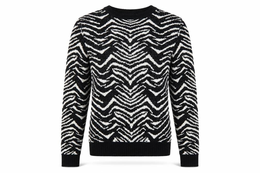 Missguided Women Black UK 8 Geometric Knit Crew Neck Jumper