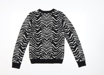 Missguided Women Black UK 8 Geometric Knit Crew Neck Jumper