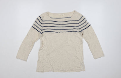 Front view of ESPRIT Women's Multicoloured M Striped Boat Neck jumper