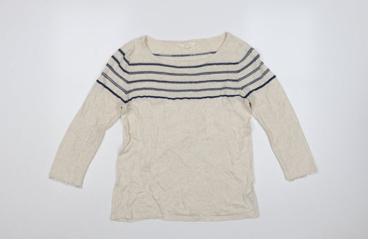 Esprit Women's Multicoloured M Striped Boat Neck Pullover Jumper