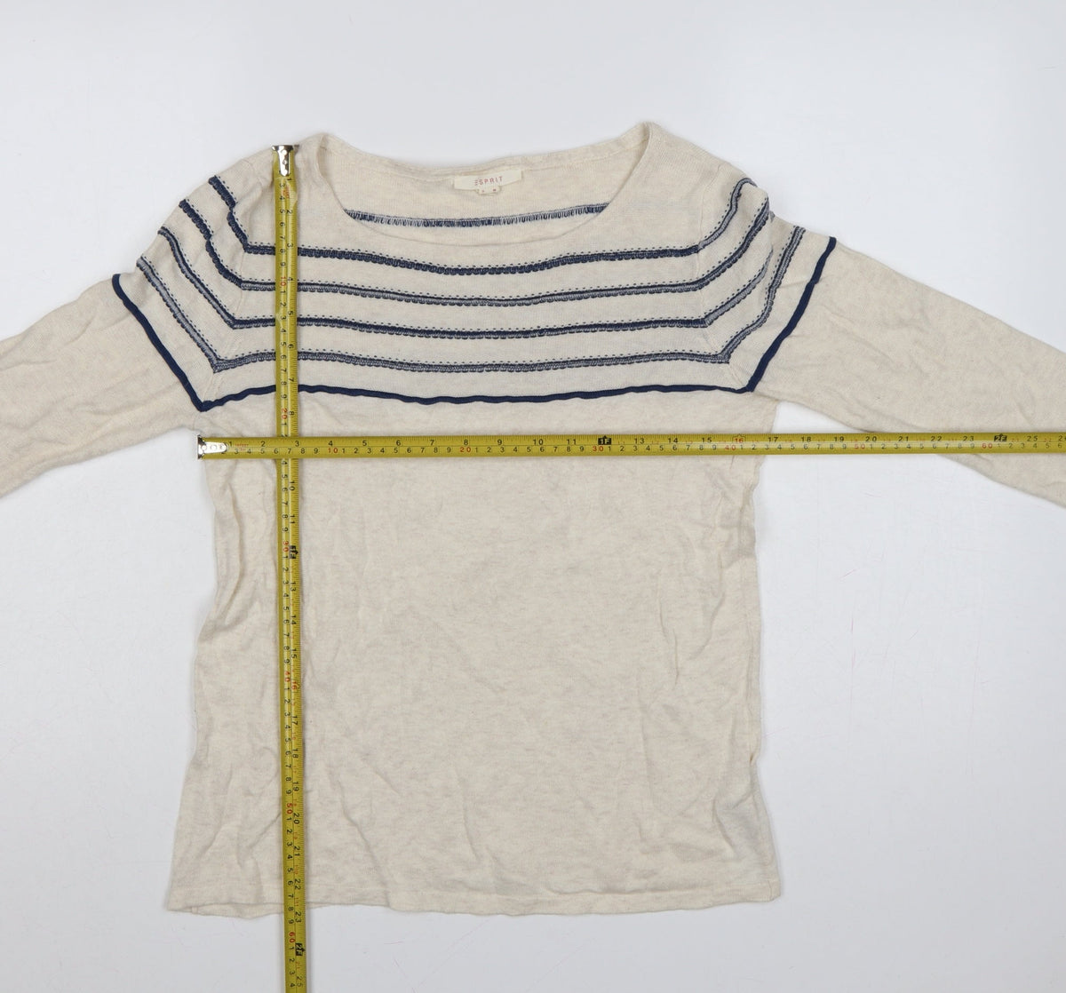 Back view of ESPRIT Women's Multicoloured M Striped Boat Neck jumper