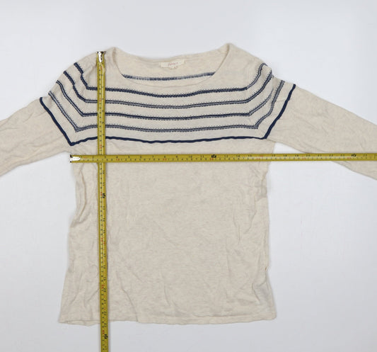 Esprit Women's Multicoloured M Striped Boat Neck Pullover Jumper