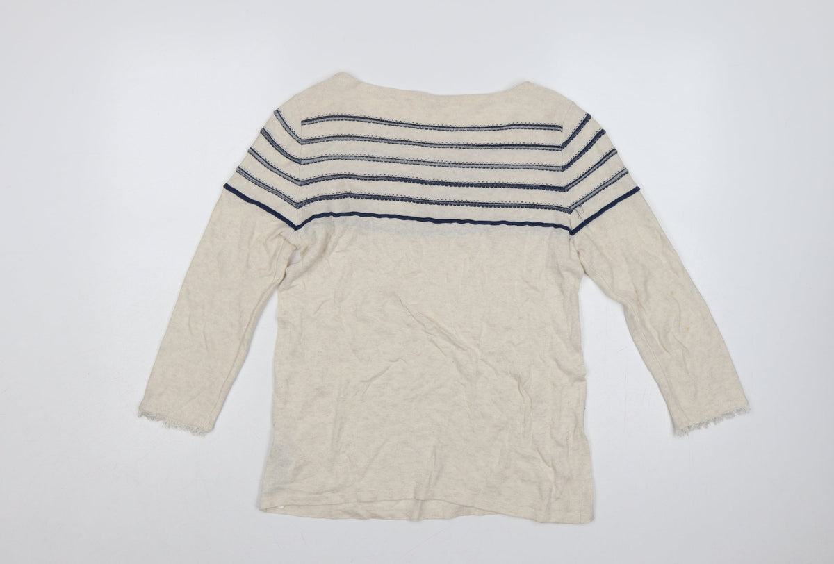 Close-up detail of ESPRIT Women's Multicoloured M Striped Boat Neck jumper