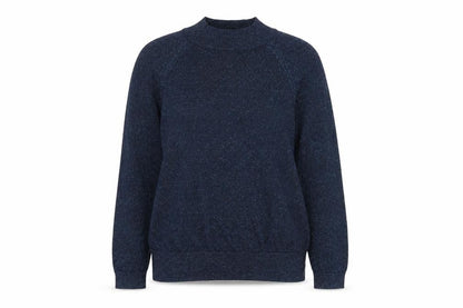 F&F Women’s Blue Glitter Knit Mock Neck Jumper UK 14 Long Sleeve
