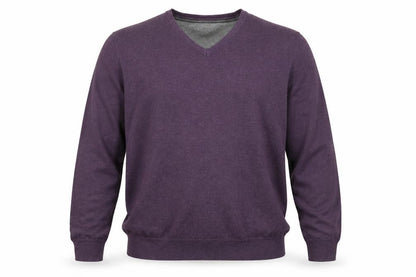 Rocha John Rocha Men’s Purple XL V-Neck Cotton Knit Pullover Jumper