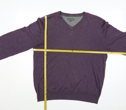 Rocha John Rocha Men’s Purple XL V-Neck Cotton Knit Pullover Jumper