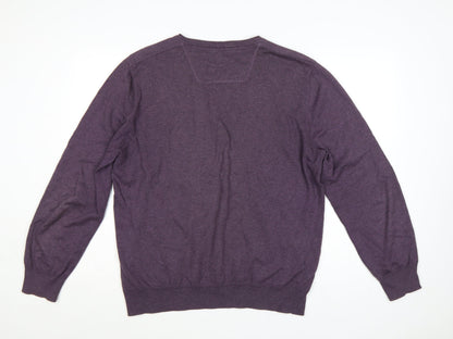 Rocha John Rocha Men’s Purple XL V-Neck Cotton Knit Pullover Jumper