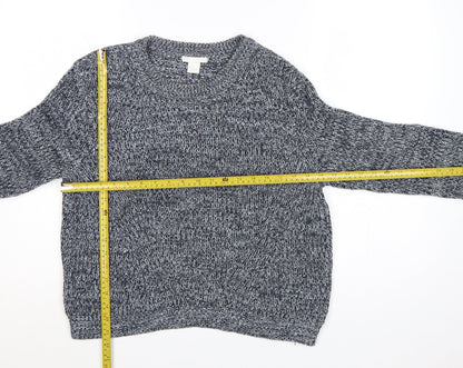 H&M Women Grey Marl Chunky Knit Crew Neck Pullover Jumper M