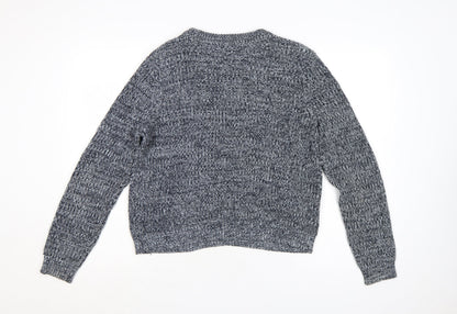 H&M Women Grey Marl Chunky Knit Crew Neck Pullover Jumper M