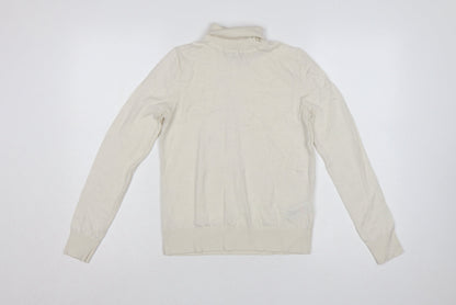 Marks & Spencer Women Ivory UK 8 Pure Merino Wool Roll Neck Jumper