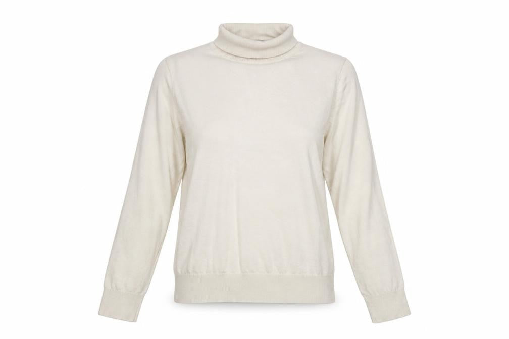 Marks & Spencer Women Ivory UK 8 Pure Merino Wool Roll Neck Jumper